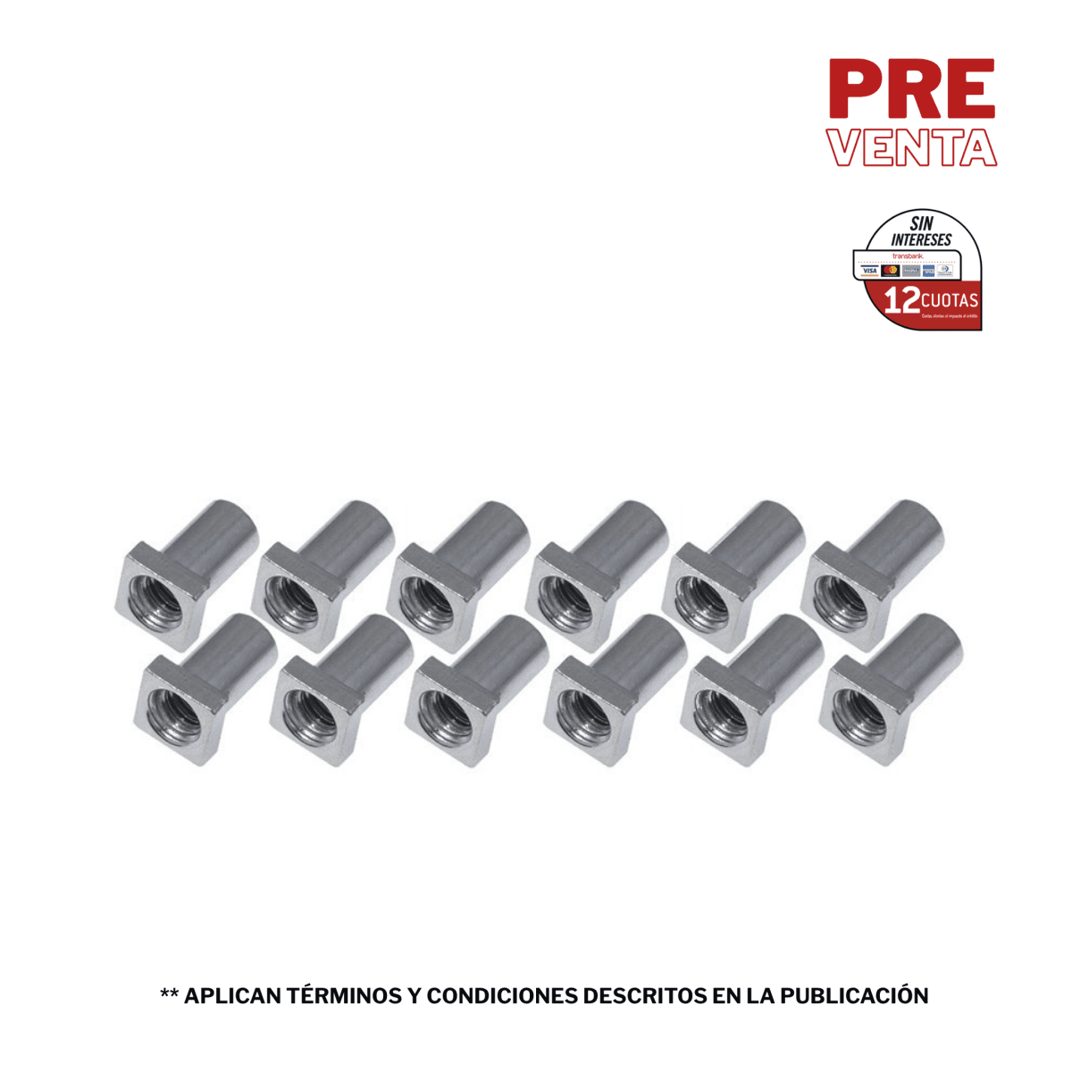 PACK 12 INSERTOS DE TUERCA GIRATORIA LARGE 6MM SC-LG GIBRALTAR 1