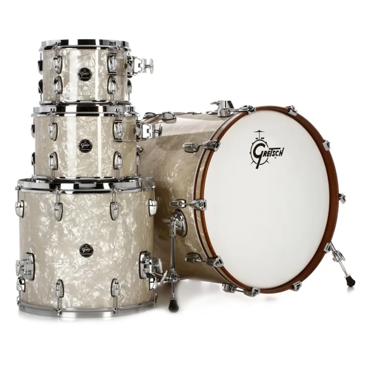 GRETSCH RENOWN MAPLE 22,10,12,16 + HOLDER VINTAGE PEARL2