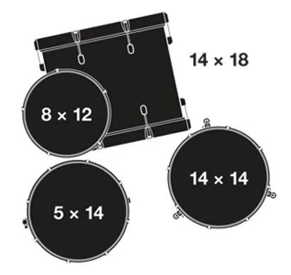 GRETSCH RENOWN MAPLE 18,12,14,5X14 + HOLDER VINTAGE PEARL3