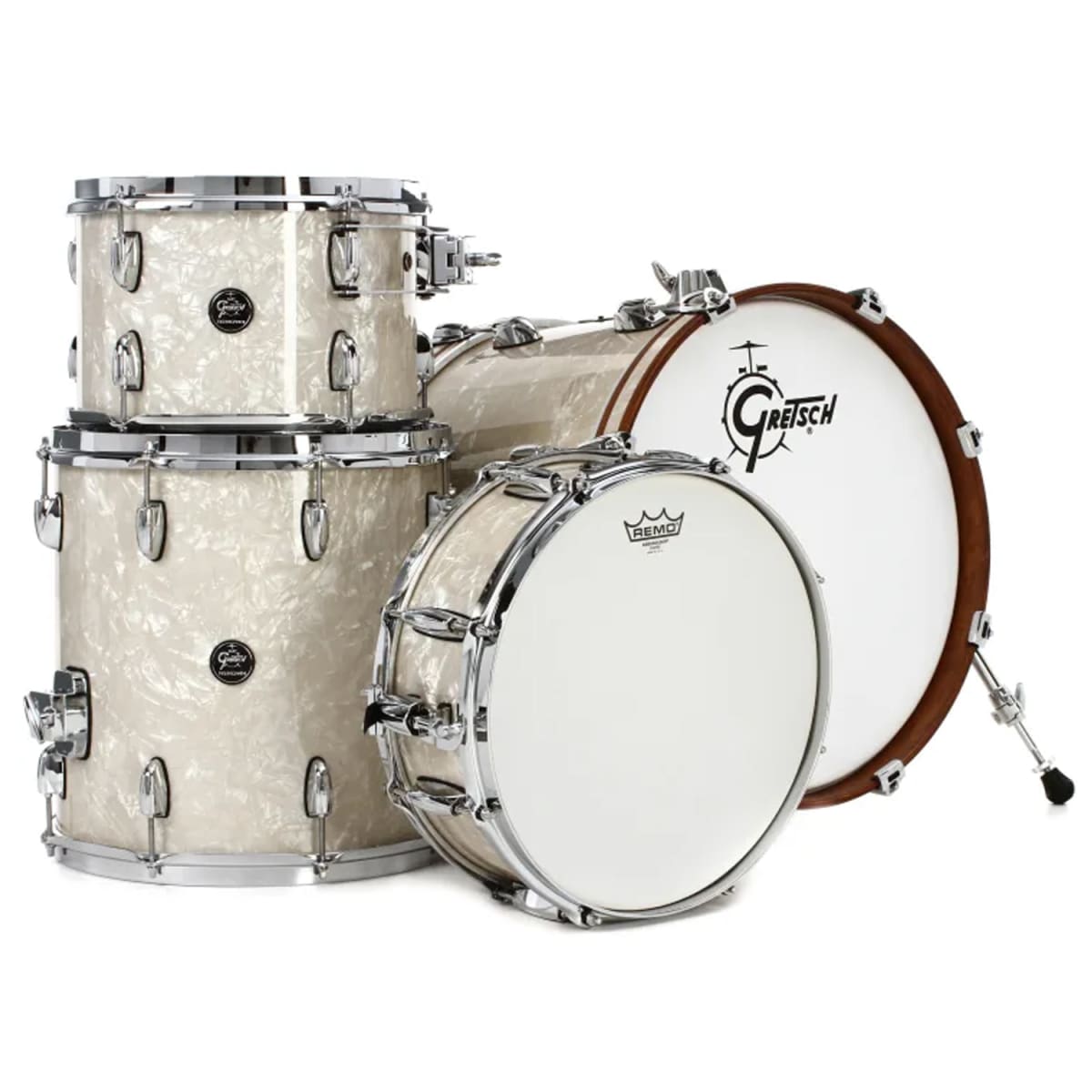 GRETSCH RENOWN MAPLE 18,12,14,5X14 + HOLDER VINTAGE PEARL2