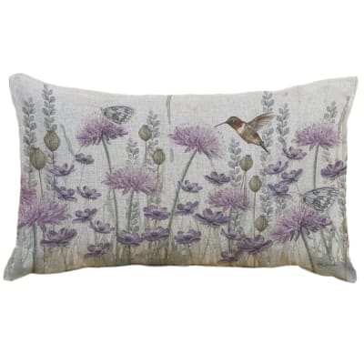 FUNDA COJÍN LINO JARDÍN SILVESTRE LILA 50X30