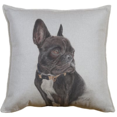 FUNDA COJÍN LINO FRENCHIE NEGRO