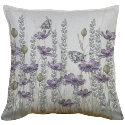 FUNDA COJÍN LINO JARDÍN SILVESTRE LILA 45x45