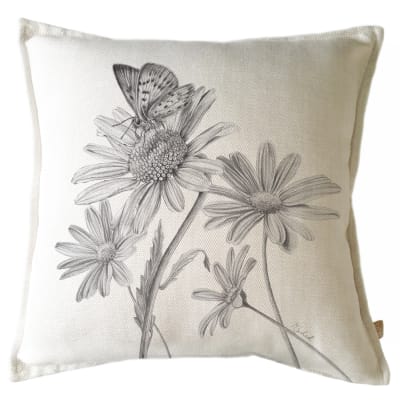 FUNDA COJIN MARISA ESTUDIO MARIPOSA EN FLOR GRAFITO