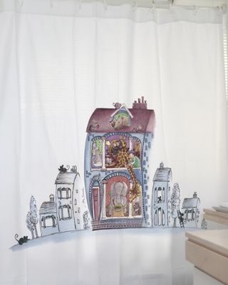 Cortina Estampado Casa Loca Azul MS1