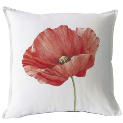 Funda Cojín Estampada Amapola Roja Abierta