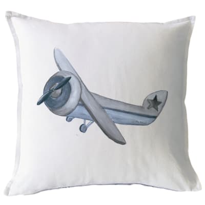 Funda Cojín Estampado Avión Azul MS