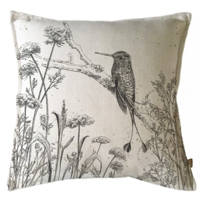 Funda Cojín Marisa Colibrí Cola De Raqueta B/N1