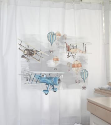 Cortina de Baño Aviones y Globos