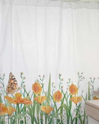 Cortina de baño estampada Jardín de flores Amapola1