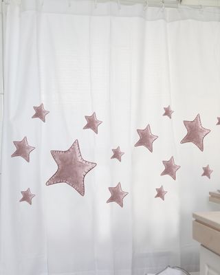 CORTINA DE BAÑO ESTRELLAS ROSA