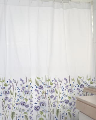 CORTINA DE BAÑO ESTAMPADA PRIMAVERA VIOLETA