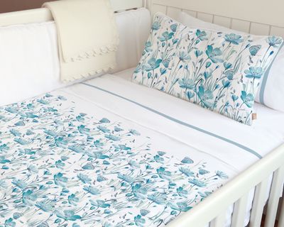 Cubreplumón Baby Florcitas y Mariposa Turqueza 