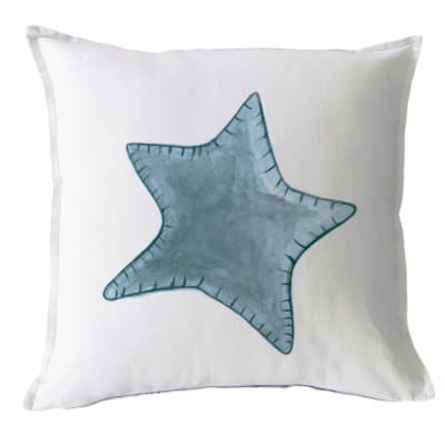 Funda Cojín Estampado Estrella Solitaria Turquesa MS