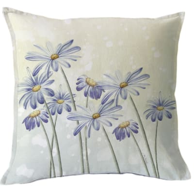 Funda Cojín Estampada Lavanda y Flor Azul