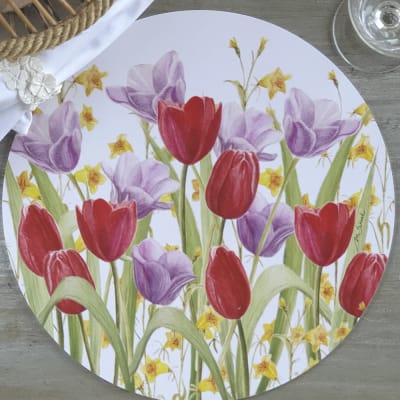 Individual Redondo Jardín Tulipán Rojo1