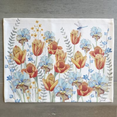 INDIVIDUAL TELA TULIPAS Y PENSAMIENTOS