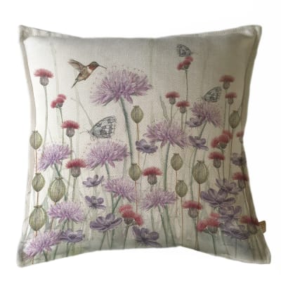 Funda Cojín Marisa Jardín Silvestre Lila y Rojo 45x45