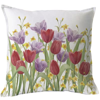 Funda Cojín estampada Jardín de Flores Tulipán Rojo