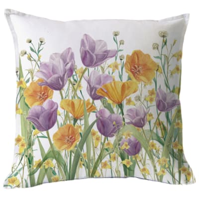 Funda Cojín estampada Jardín de Flores Tulipán Lila