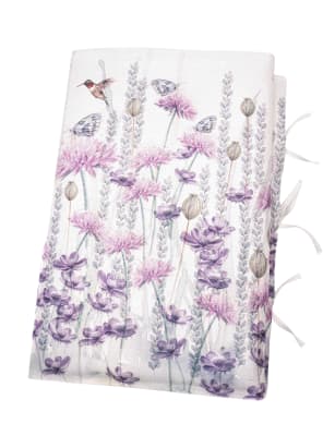 Piecera Lino Jardín Silvestre Lila y Hojitas