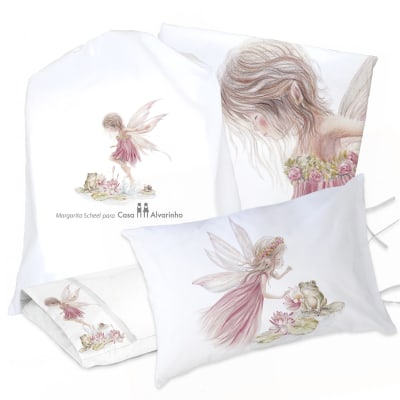 JUEGO DE CAMA FUNDA DE PLUMÓN + SABANA BAJERA + FUNDAS ALMOHADA HADA DE AGUA
