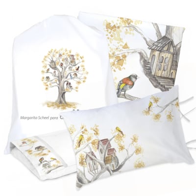 JUEGO DE CAMA FUNDA DE PLUMÓN + SABANA BAJERA + FUNDAS ALMOHADA ARBOLITO