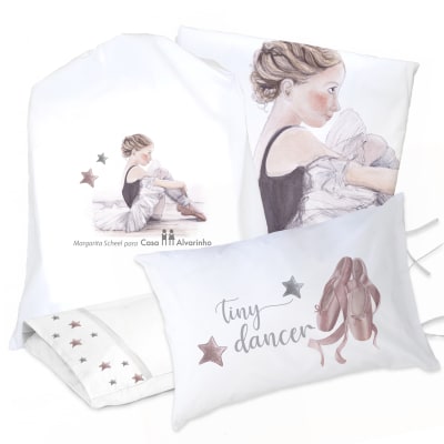 JUEGO DE CAMA FUNDA DE PLUMÓN + SABANA BAJERA + FUNDAS ALMOHADA BAILARINA