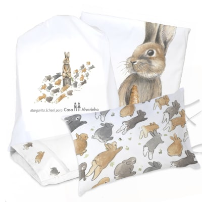 JUEGO DE CAMA FUNDA DE PLUMÓN + SABANA BAJERA + FUNDAS ALMOHADA PEDRO RABBIT