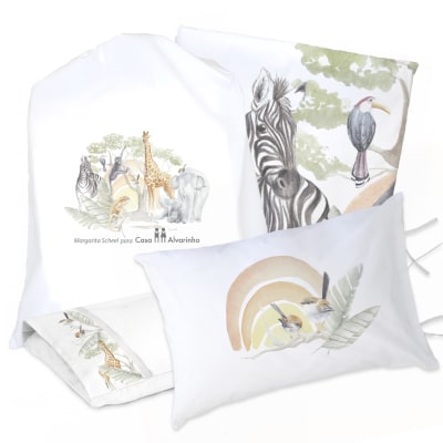 JUEGO DE CAMA FUNDA DE PLUMÓN + SABANA BAJERA + FUNDAS ALMOHADA SAFARI