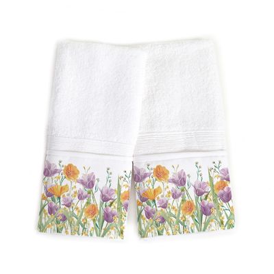 Toalla Mano Jardín de Flores Tulipán Lila