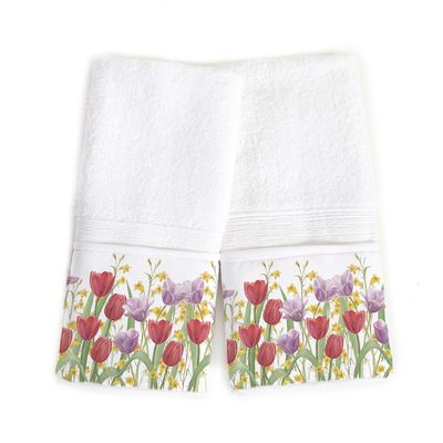 Toalla Mano Jardín de Flores Tulipán Rojo1