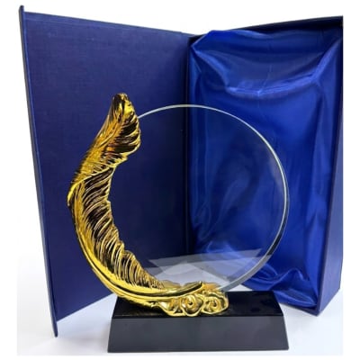 GALVANO CRISTAL PLUMA ORO