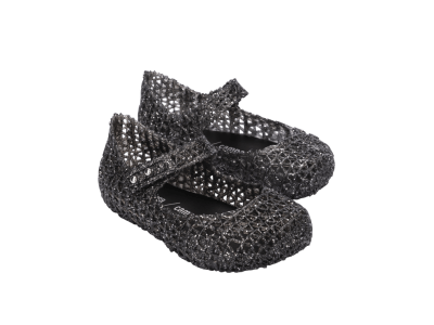 MINI MELISSA CAMPANA PAPEL BB NEGRO GLITTER TALLA 11 US1