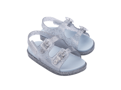 MINI MELISSA WIDE SANDAL BB VIDRIO GLITTER PLATA1