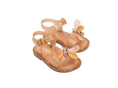MINI MELISSA MAR SANDAL BUGS BB NARANJA GLITTER1
