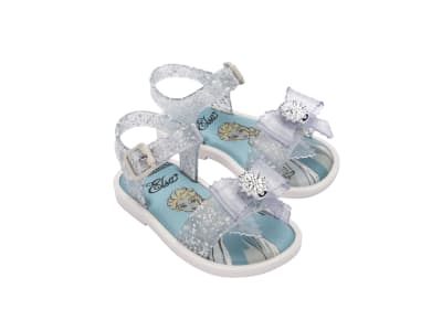MINI MELISSA MAR SANDAL + DISNEY PRINCESS BB VIDRIO GLITTER /BLANCO TALLA 12 USA1