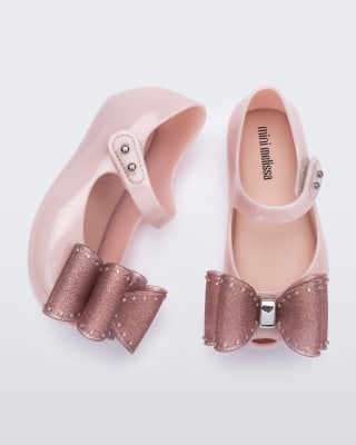 MINI MELISSA ULTRAGIRL CLASSIC BOW BB ROSA METALIZADO/GLITTER