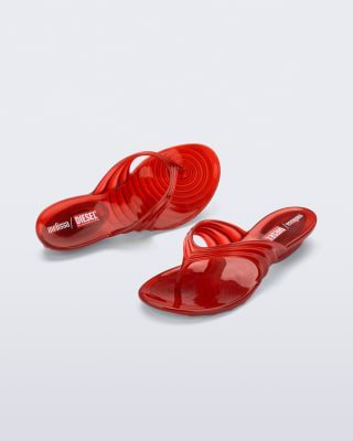MELISSA FLIP FLOP + DIESEL AD ROJO TRANSPARENTE1