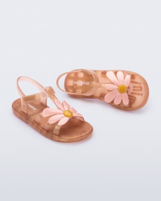 MINI MELISSA HIP BLOOMY INF MARRON PERLADO/ROSA1