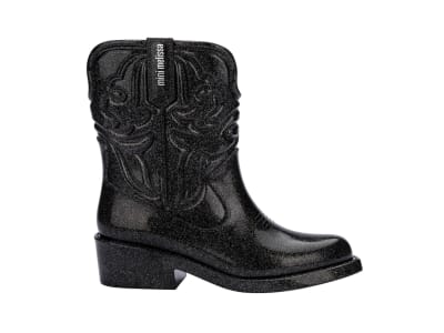 MINI MELISSA TEXAS BOOT INF BRILLO PLATA NEGRO1
