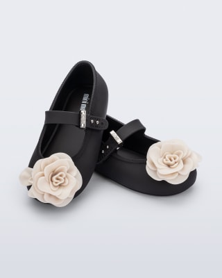 MINI MELISSA SOFT BALLERINA PETALS BB NEGRO/BEIGE