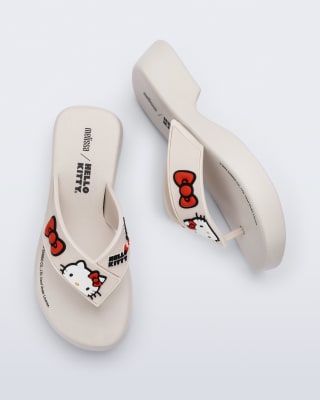 MELISSA FLATFORM + HELLO KITTY AD BEIGE/NEGRO