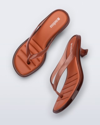 MELISSA THONG KITTEN HEEL AD MARRON/NARANJA1
