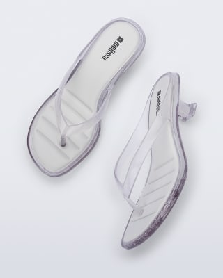 MELISSA THONG KITTEN HEEL AD VIDRIO/BLANCO1