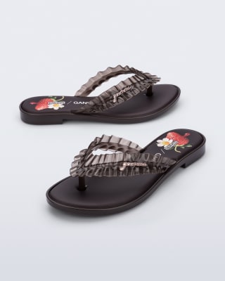 MELISSA FLIP FLOP SLIM + GANNI AD MARRON