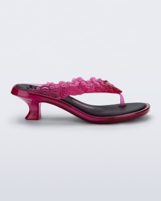 MELISSA THONG KITTEN HEEL + POWERPUFF GIRLS AD ROSA TRANSPARENTE/NEGRO1