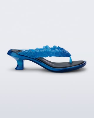 MELISSA THONG KITTEN HEEL + POWERPUFF GIRLS AD AZUL TRANSPARENTE/NEGRO1