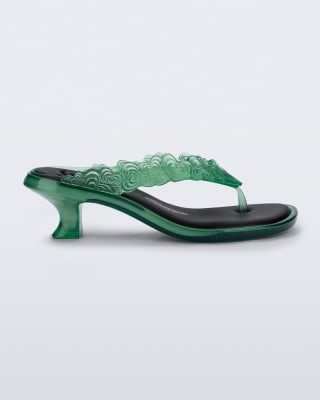 MELISSA THONG KITTEN HEEL + POWERPUFF GIRLS AD VERDE TRASNPARENTE/NEGRO
