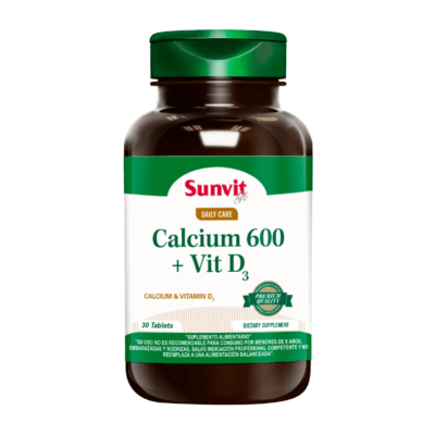 CALCIO 600MG+VIT D3 30 TABLETAS SUNVIT1